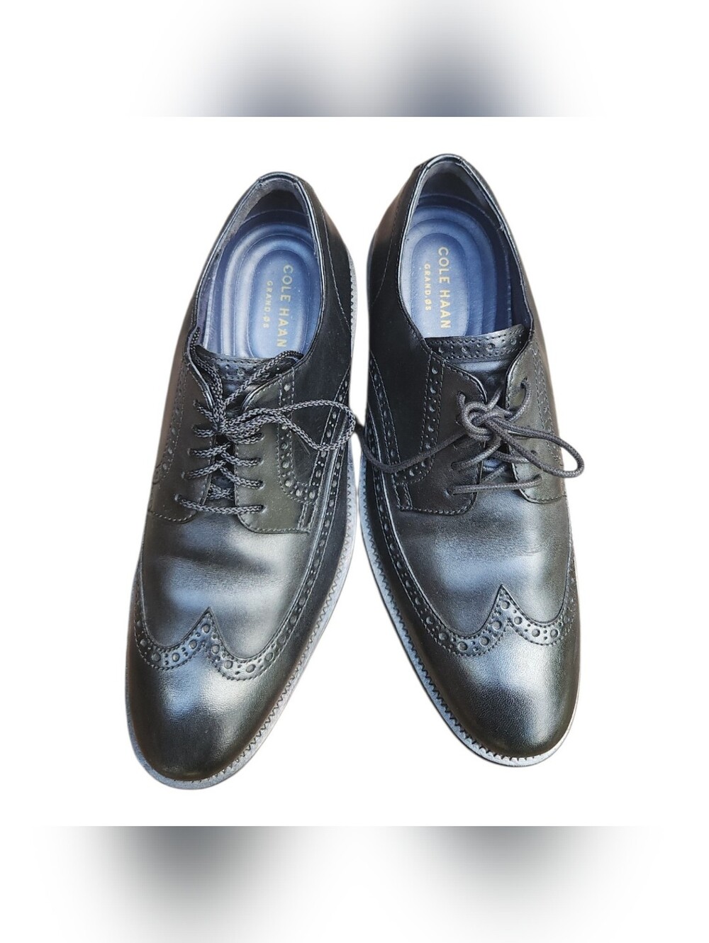 Mens Size 8M Cole Haan Grand.OS Black Leather Wingtip‎ Oxford Dress Shoes C26144